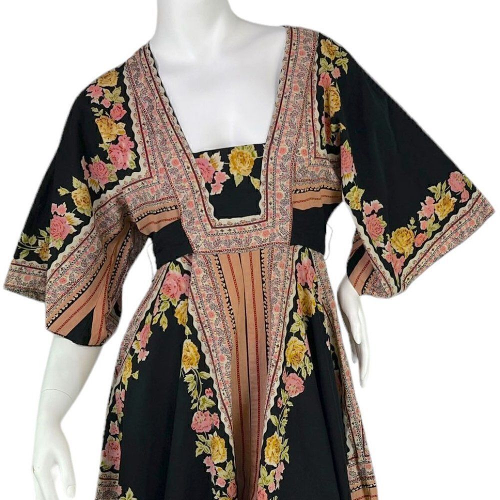 Blue Plate Retro 70s Handkerchief Hem Boho Floral Cotton Dress Size Small - Picture 7 of 7